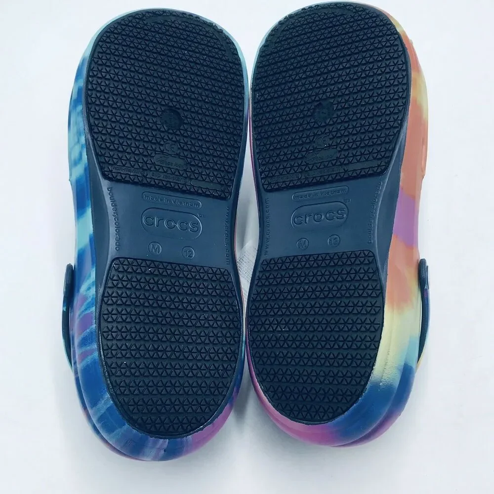 Crocs Men's 12 Tie Dye Bistro Graphic Clog Sandals Colorful Slip Resistant NWT